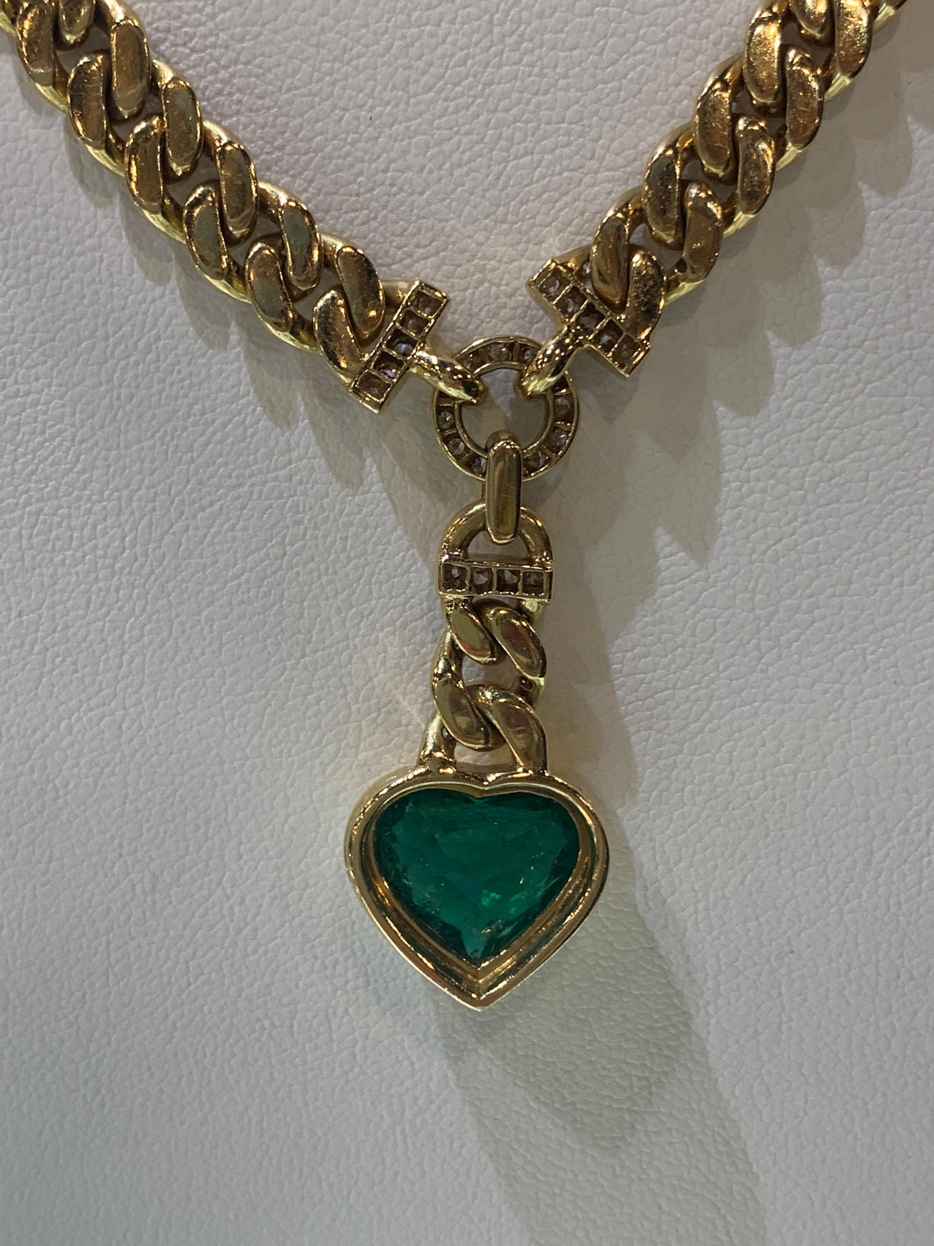 Gubelin Emerald and Diamond Necklace In Good Condition In San Antonio, TX