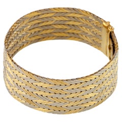 Gubelin Estate 18 Karat Two-Tone Gold Chevron Pattern Bracelet with Hidden Clasp