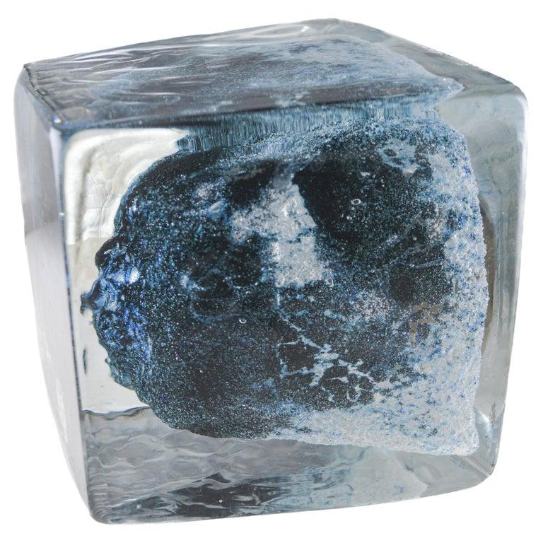 Horloge de bureau modérée mi-siècle en verre glacé « Ice Cube » de Gubelin, années 1960 en vente 3