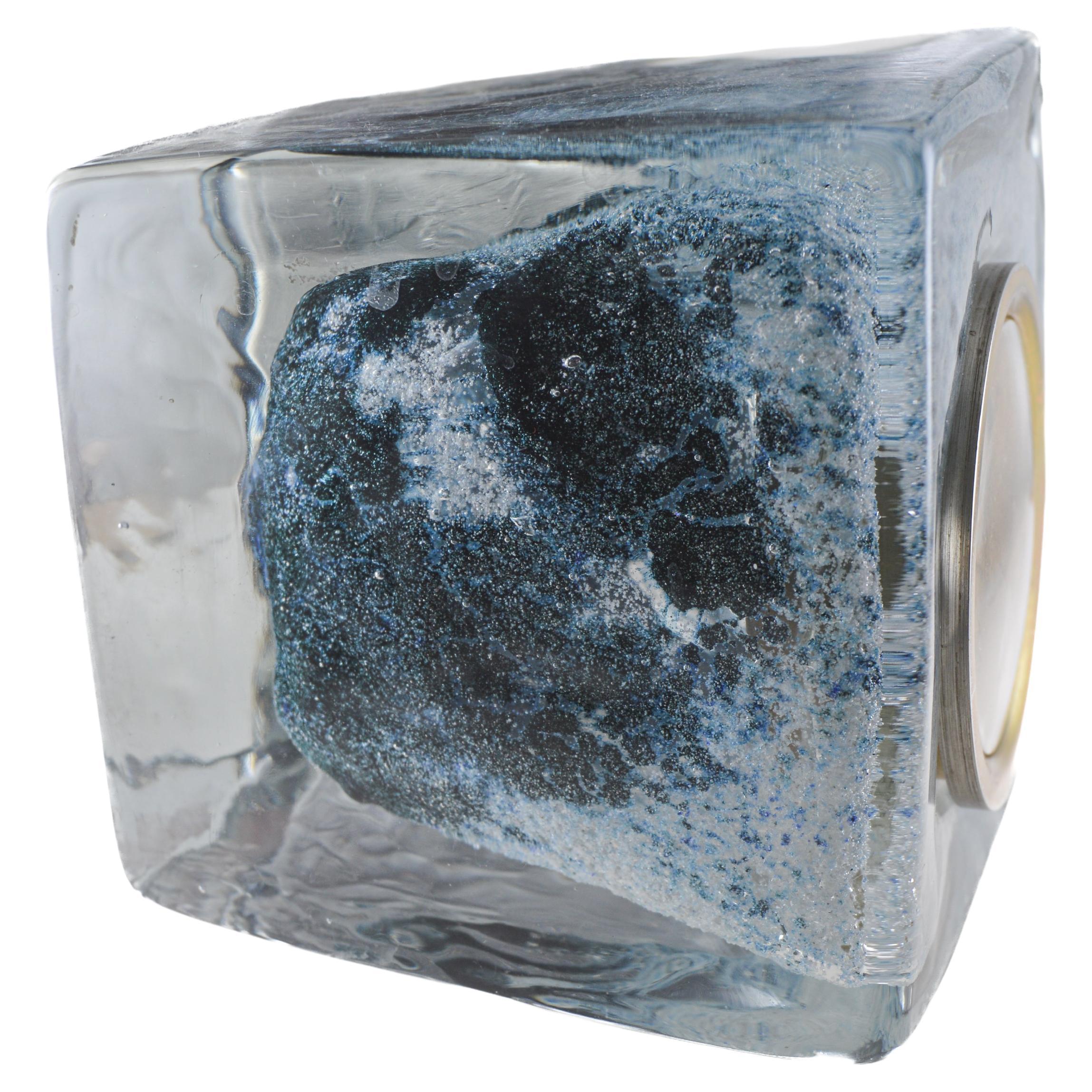 Horloge de bureau modérée mi-siècle en verre glacé « Ice Cube » de Gubelin, années 1960 en vente 5