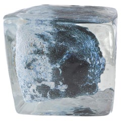 Reloj de sobremesa "Cubo de hielo" de cristal Gubelin Siglo Medio Moderno Años 60