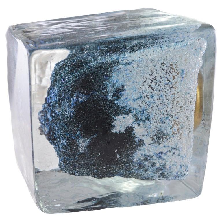 Horloge de bureau modérée mi-siècle en verre glacé « Ice Cube » de Gubelin, années 1960 Excellent état - En vente à Long Beach, CA