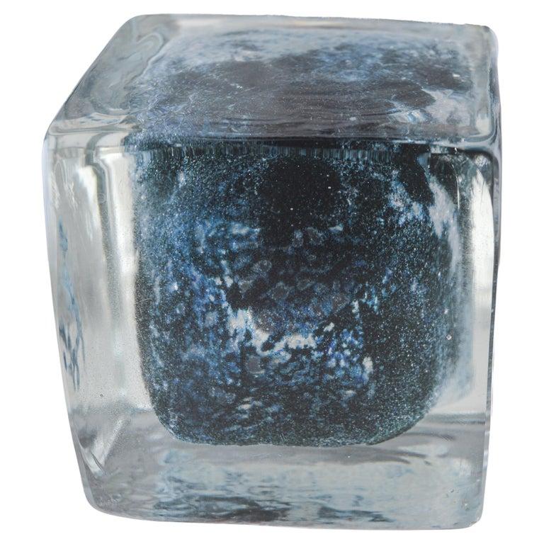 Horloge de bureau modérée mi-siècle en verre glacé « Ice Cube » de Gubelin, années 1960 en vente 1
