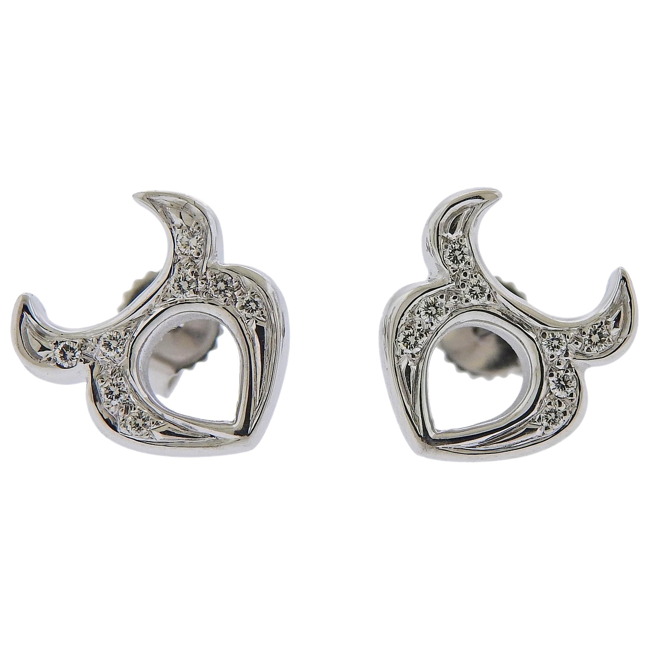 Gubelin Gold Diamond Taurus Zodiac Sign Stud Earrings For Sale