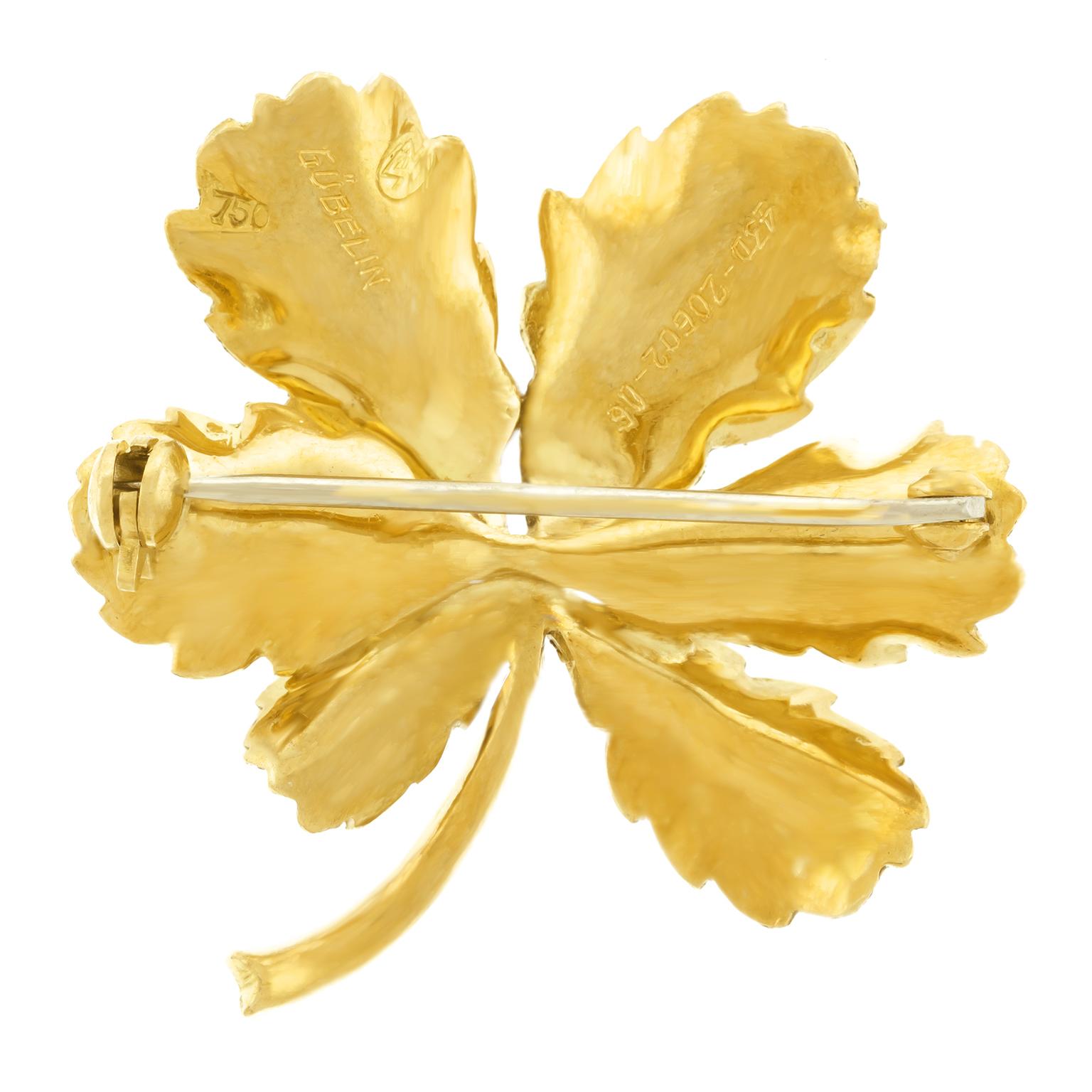 Gubelin Gold Leaf Brooch In Excellent Condition In Litchfield, CT