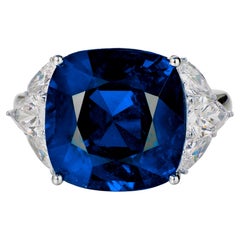 Gubelin GRS Certified 9 Ct. Blue Sapphire Diamond Platinum Ring