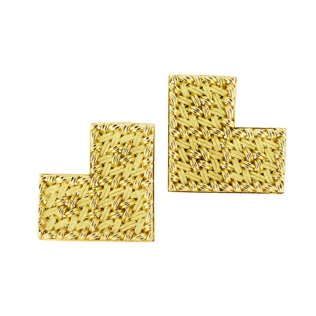 Gubelin Handcrafted Woven Yellow Gold Clip On Earrings For Sale 5