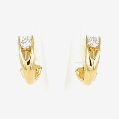 Gübelin Hoop Earclips with Brilliant-Cut Diamonds in 18 Karat Yellow Gold