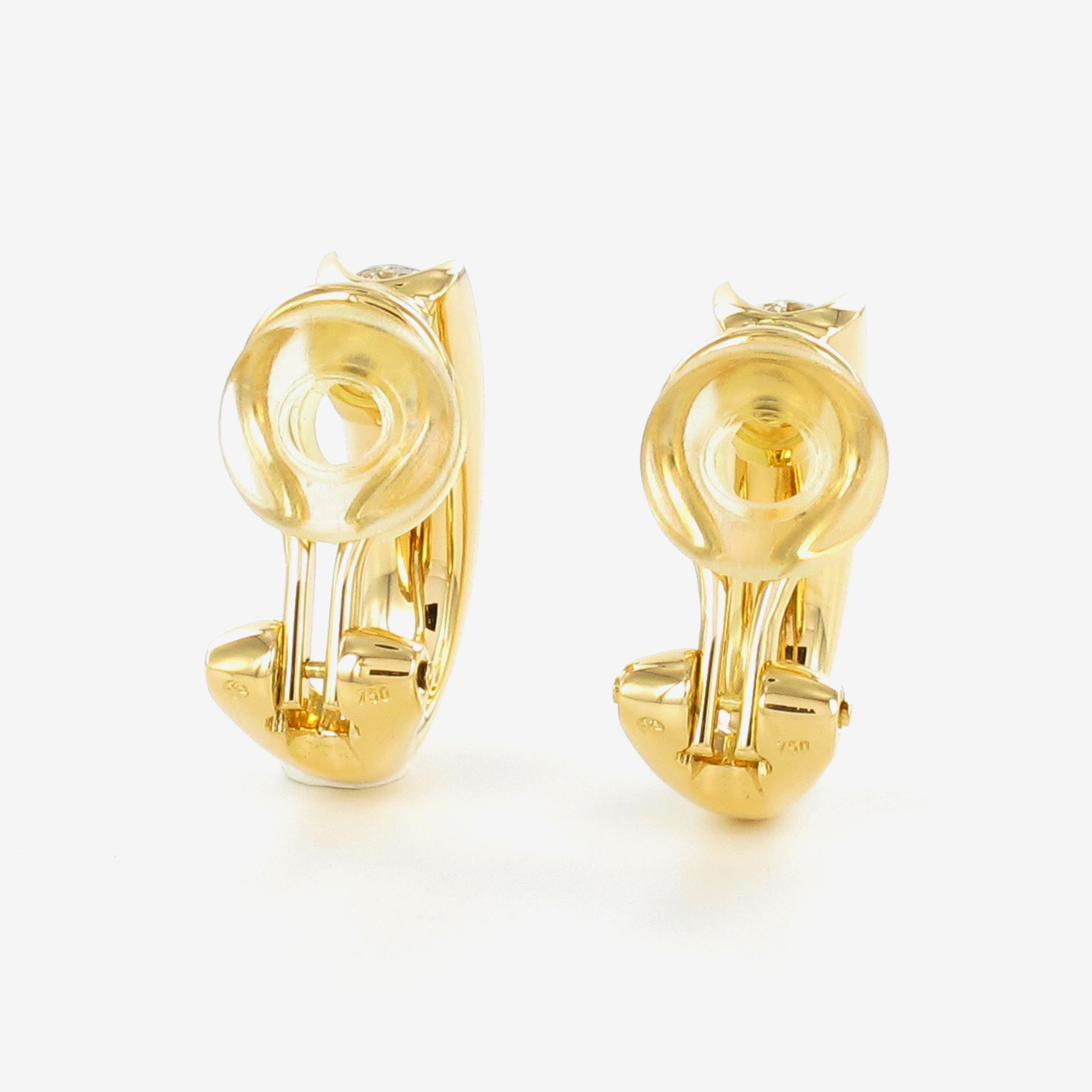 Women's or Men's Gübelin Hoop Earclips with Brilliant-Cut Diamonds in 18 Karat Yellow Gold