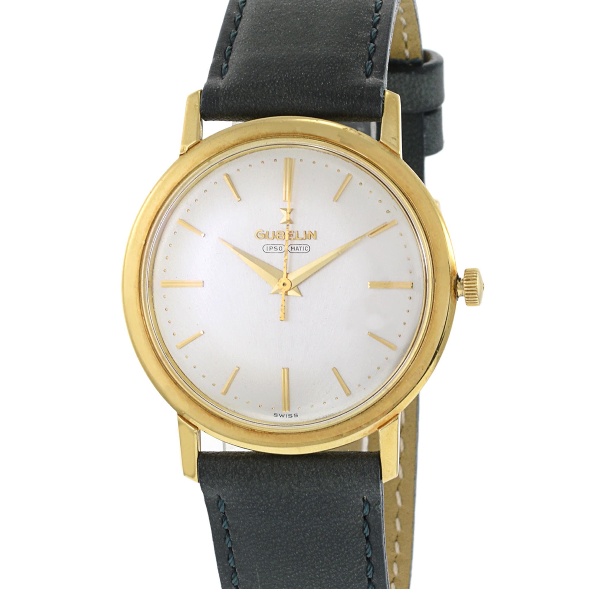 Retro Gubelin Ipso Matic 18K Yellow Gold Automatic Watch For Sale