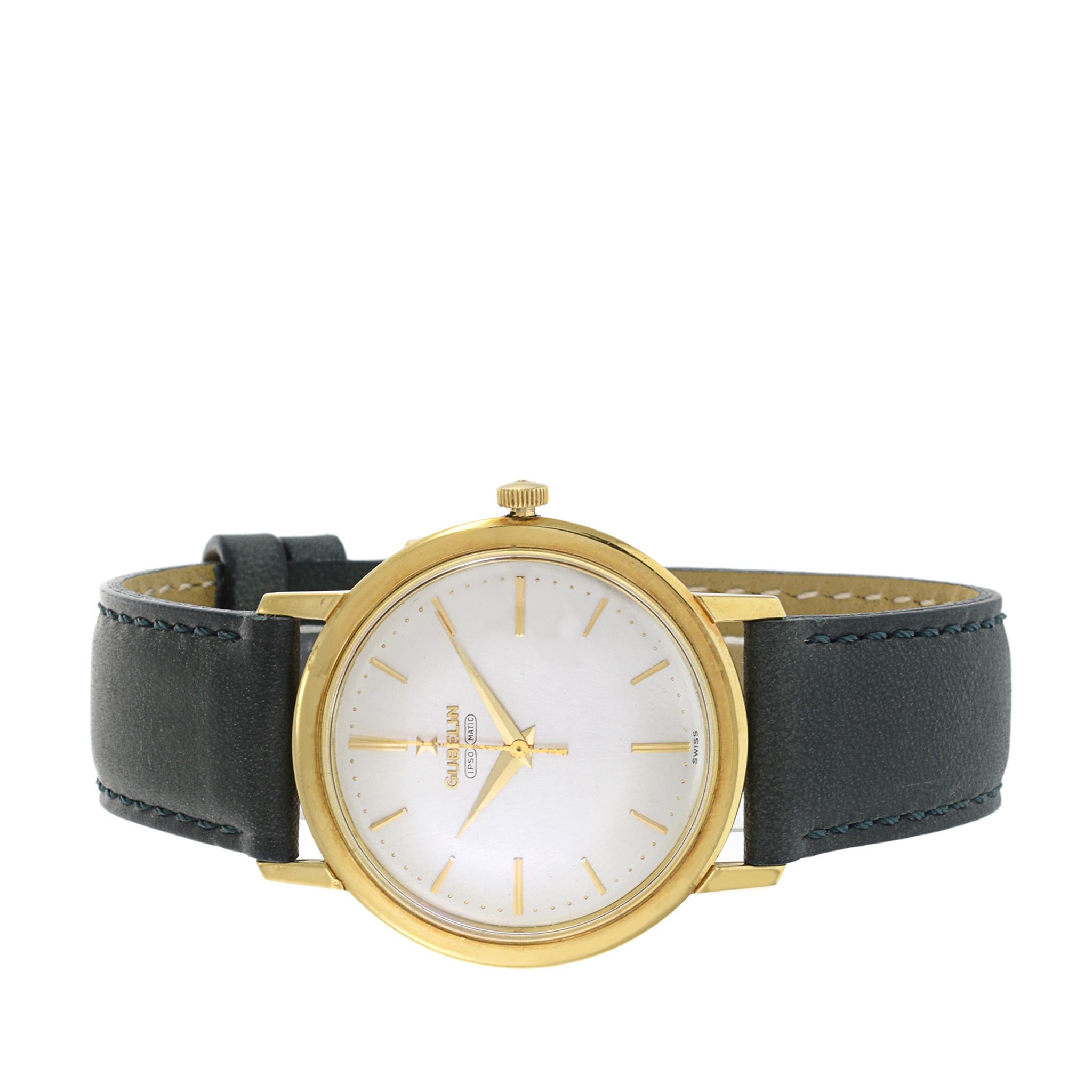 Retro Gubelin Ipso Matic 18K Yellow Gold Automatic Watch For Sale