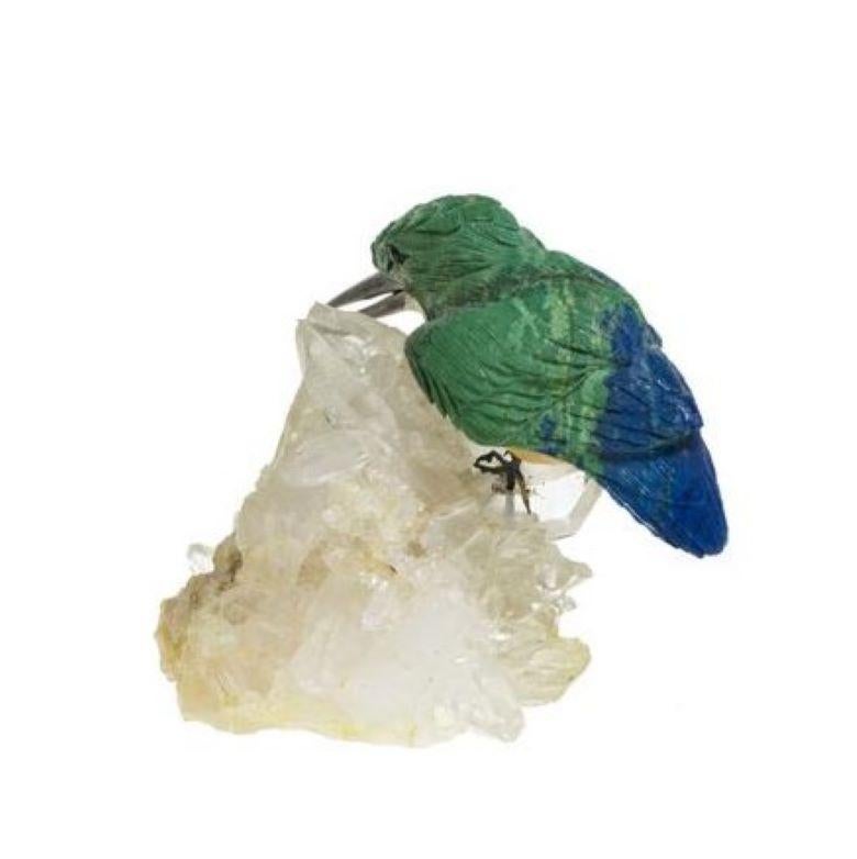 Contemporain Gübelin Kingfisher Azurmalachite Agate Onyx Roche Cristal Sculpture en vente