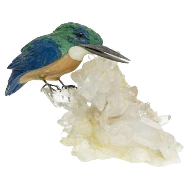 Gübelin Kingfisher Azurmalachite Agate Onyx Rock Cristal Sculpture For Sale