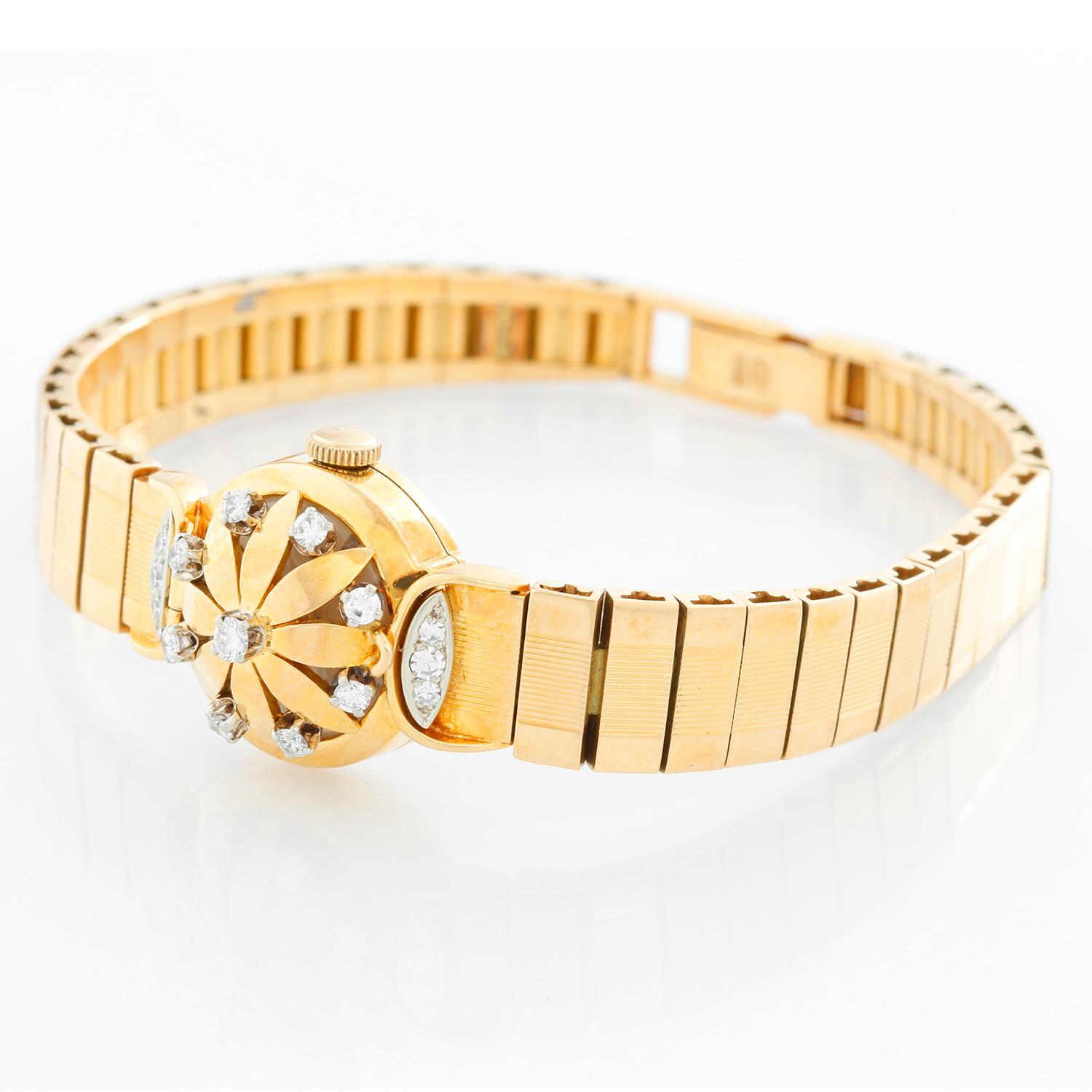 Round Cut Gubelin Ladies Yellow Gold and Diamond Bracelet Watch