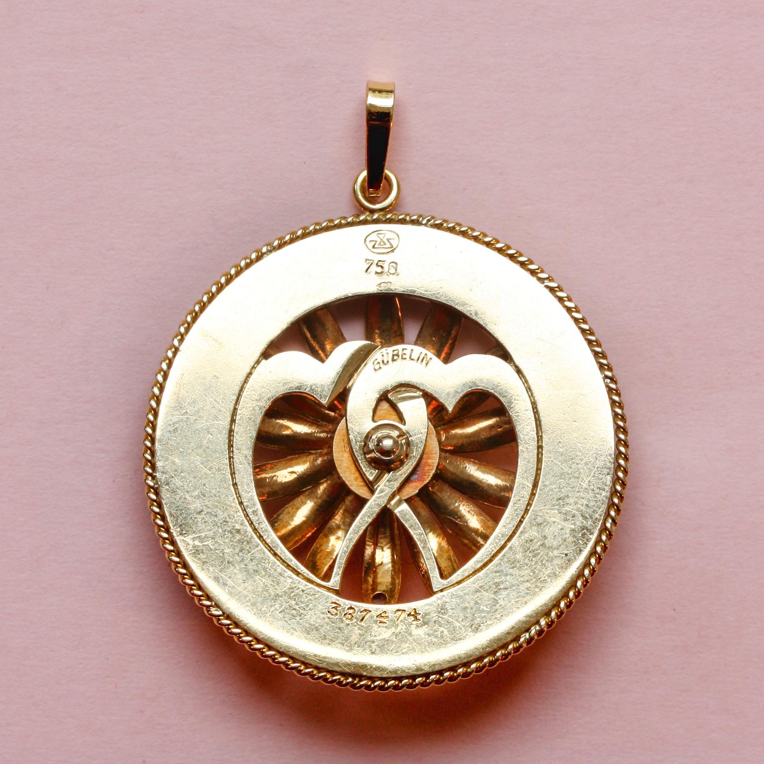 Gübelin Mechanical Gold and Diamond Love Charm In Good Condition In Amsterdam, NL