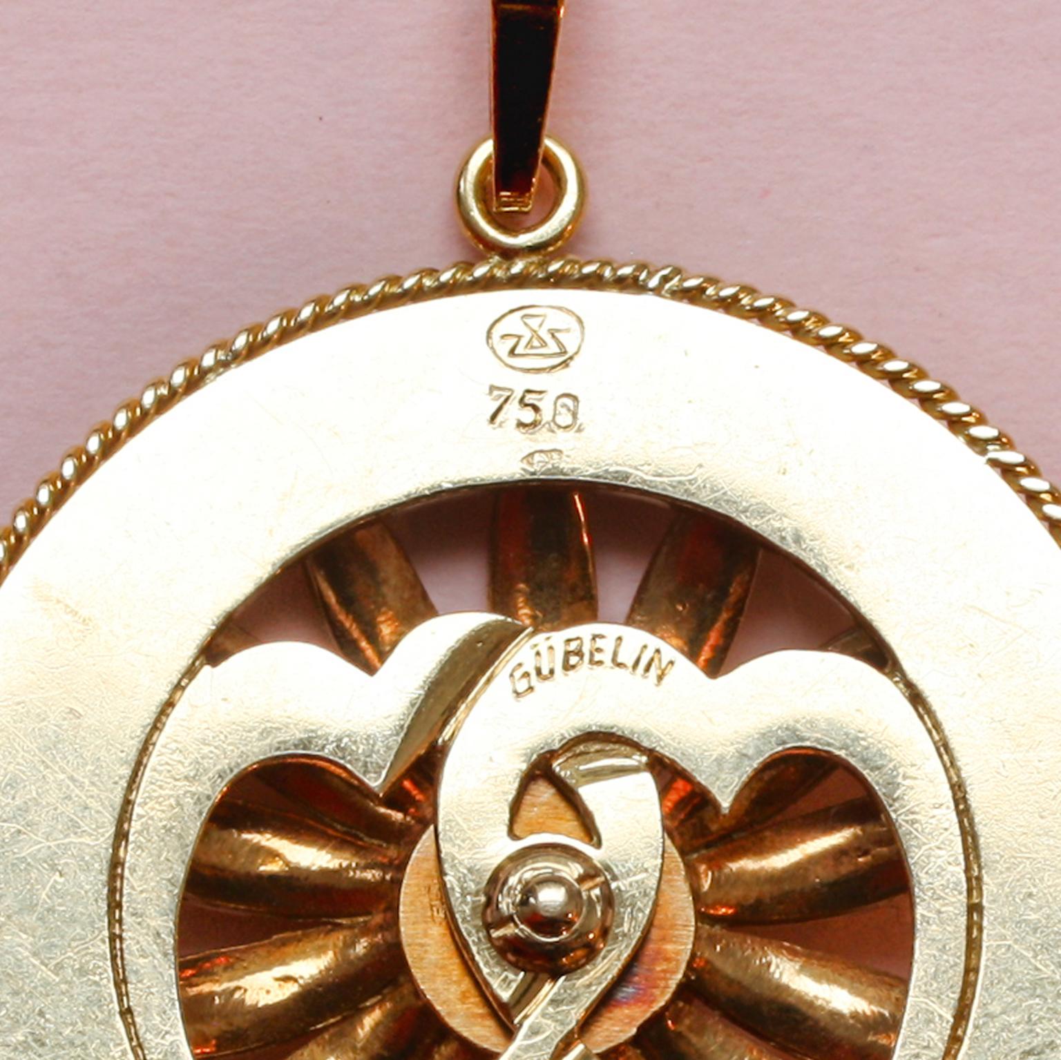 Women's or Men's Gübelin Mechanical Gold and Diamond Love Charm