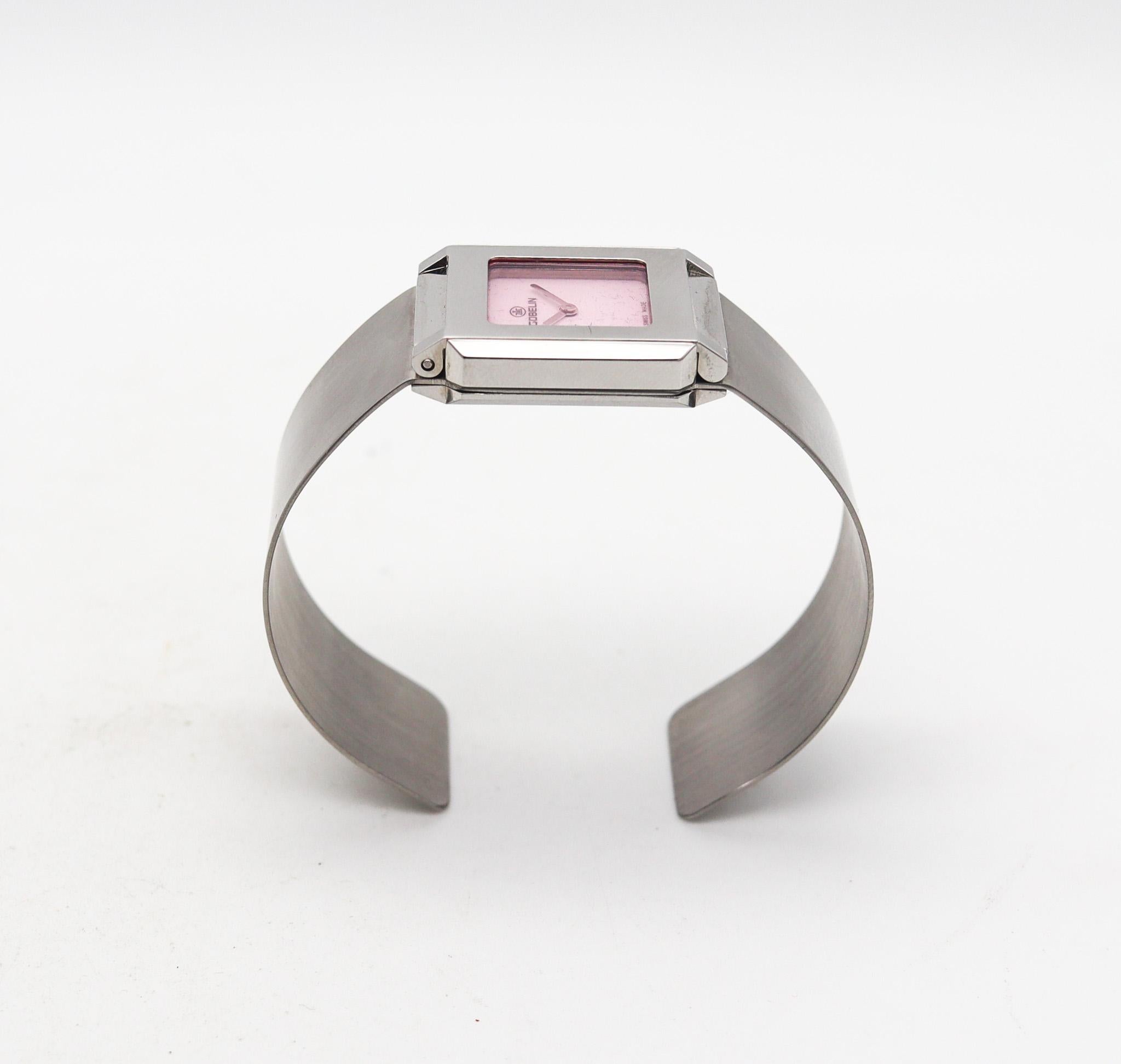 Montre-bracelet manchette Techno moderniste de Gubelin en acier inoxydable Excellent état - En vente à Miami, FL