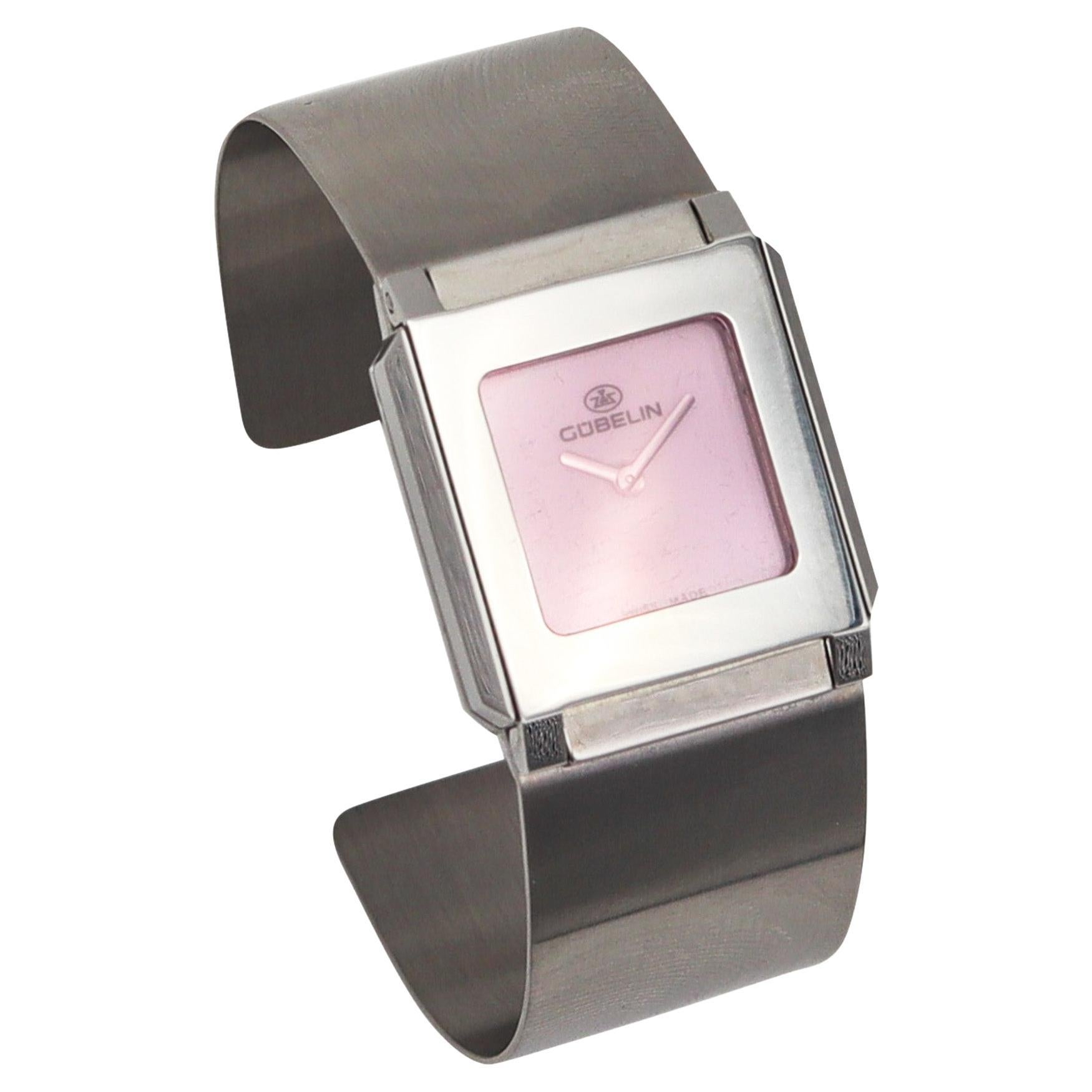 Gubelin Modernist Techno Cuff Bracelet Wrist Watch In Stainless Steel For Sale