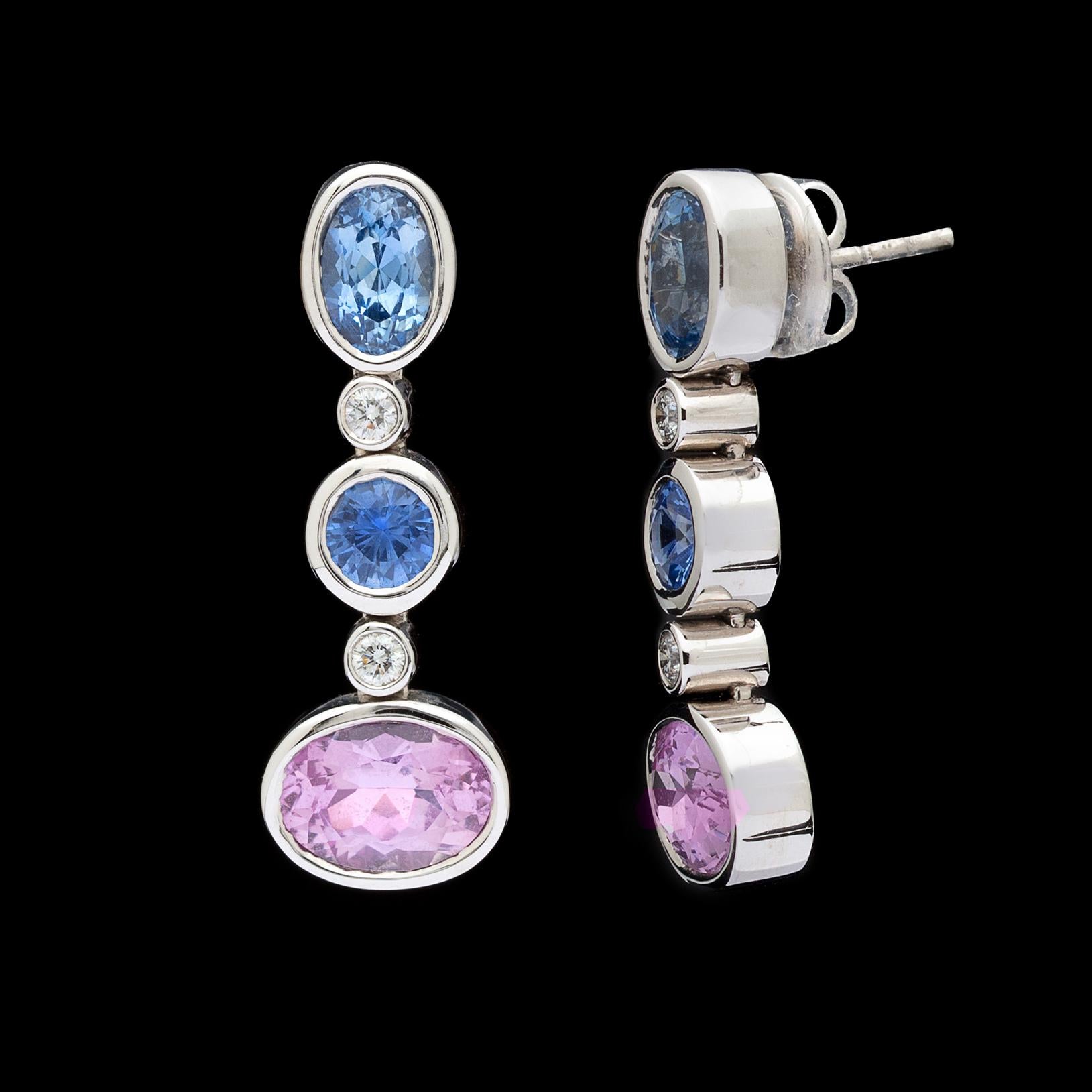 Gubelin Multi-Color Sapphire and Diamond Earrings In New Condition In San Francisco, CA