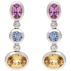 Gubelin Multi-Color Sapphire and Diamond Earrings