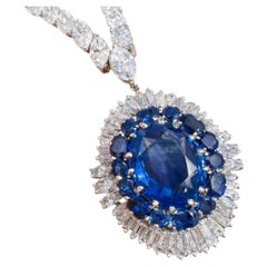 GUBELIN Necklace Certified 18.13 Ct Unheated Burma Sapphire 42.50 CTW Diamond