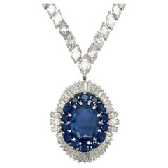 GUBELIN Necklace Certified 18.13 Ct Unheated Burma Sapphire 42.50 CTW Diamond