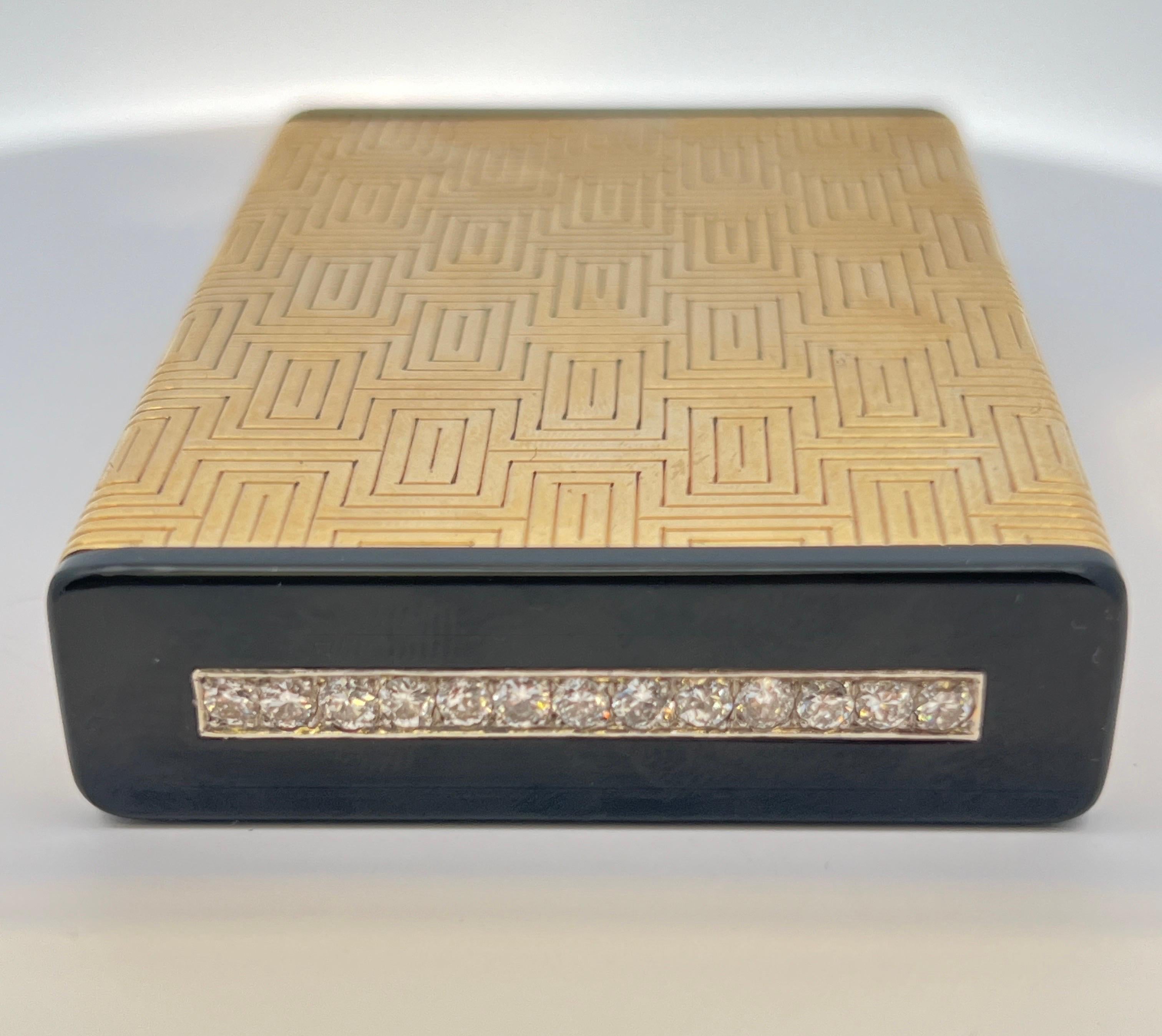 Gubelin Onyx and Diamond Compact Case For Sale 3