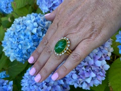Gubelin Oval Type A Jadeite Jade and Diamond Ring