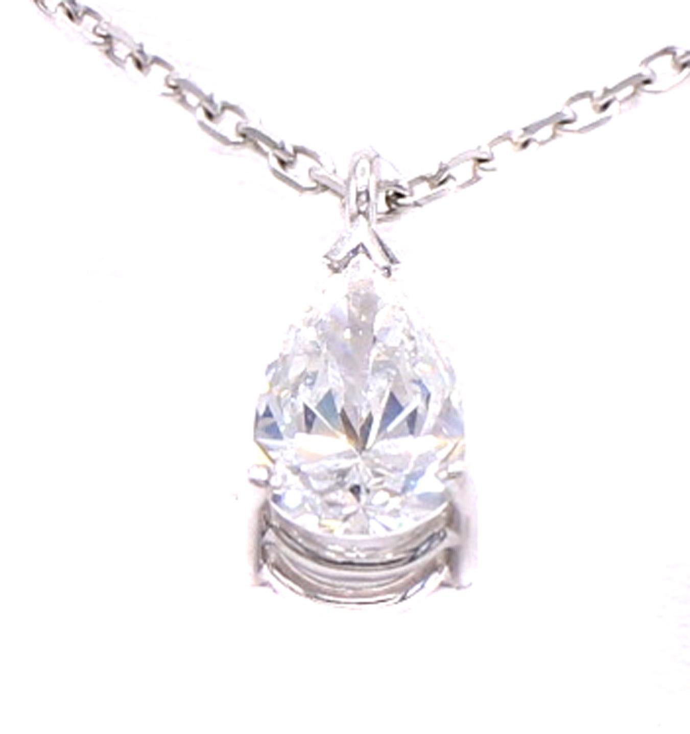 Gubelin Pear Shape Diamond White Gold Pendant In New Condition For Sale In New York, NY
