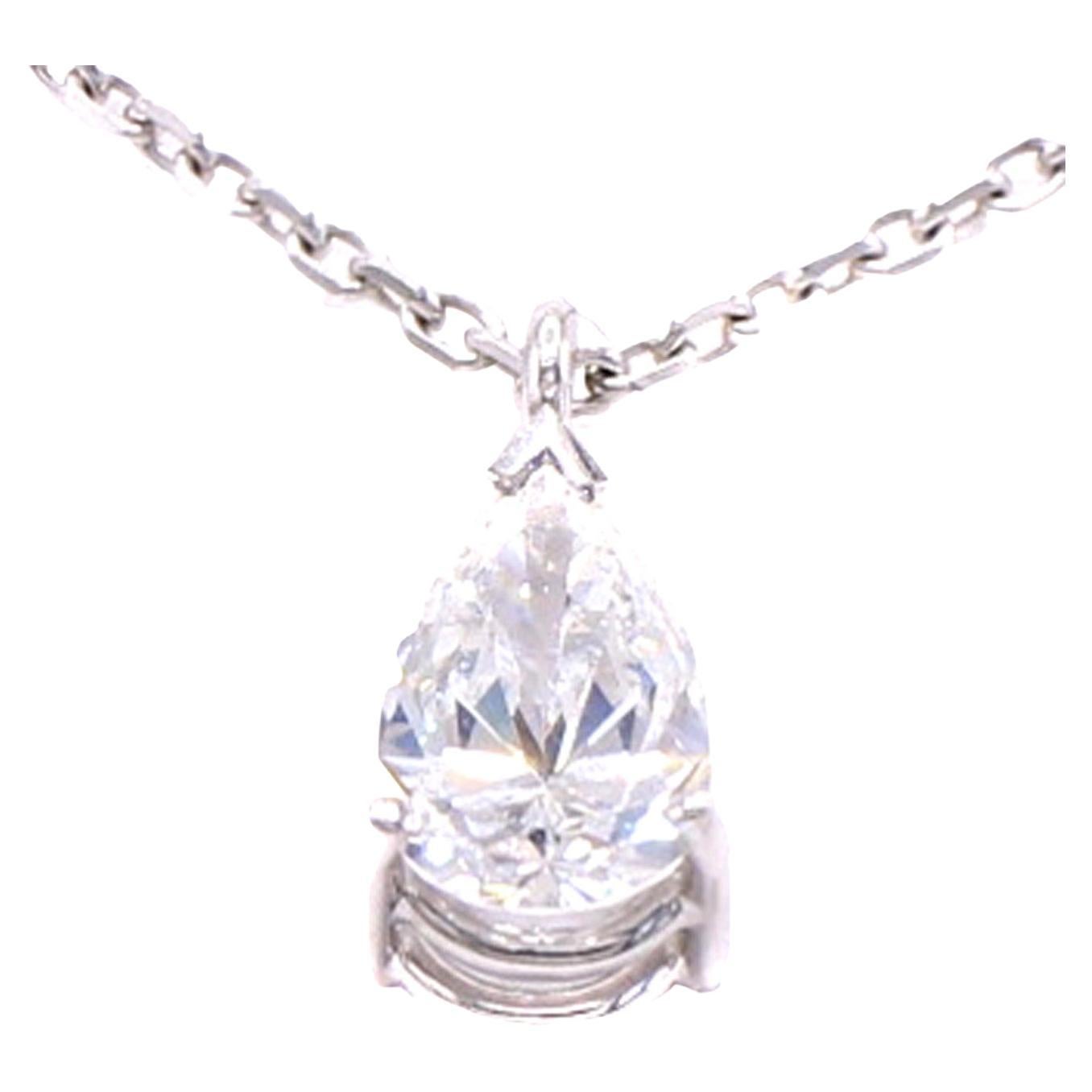 Gubelin Pear Shape Diamond White Gold Pendant For Sale