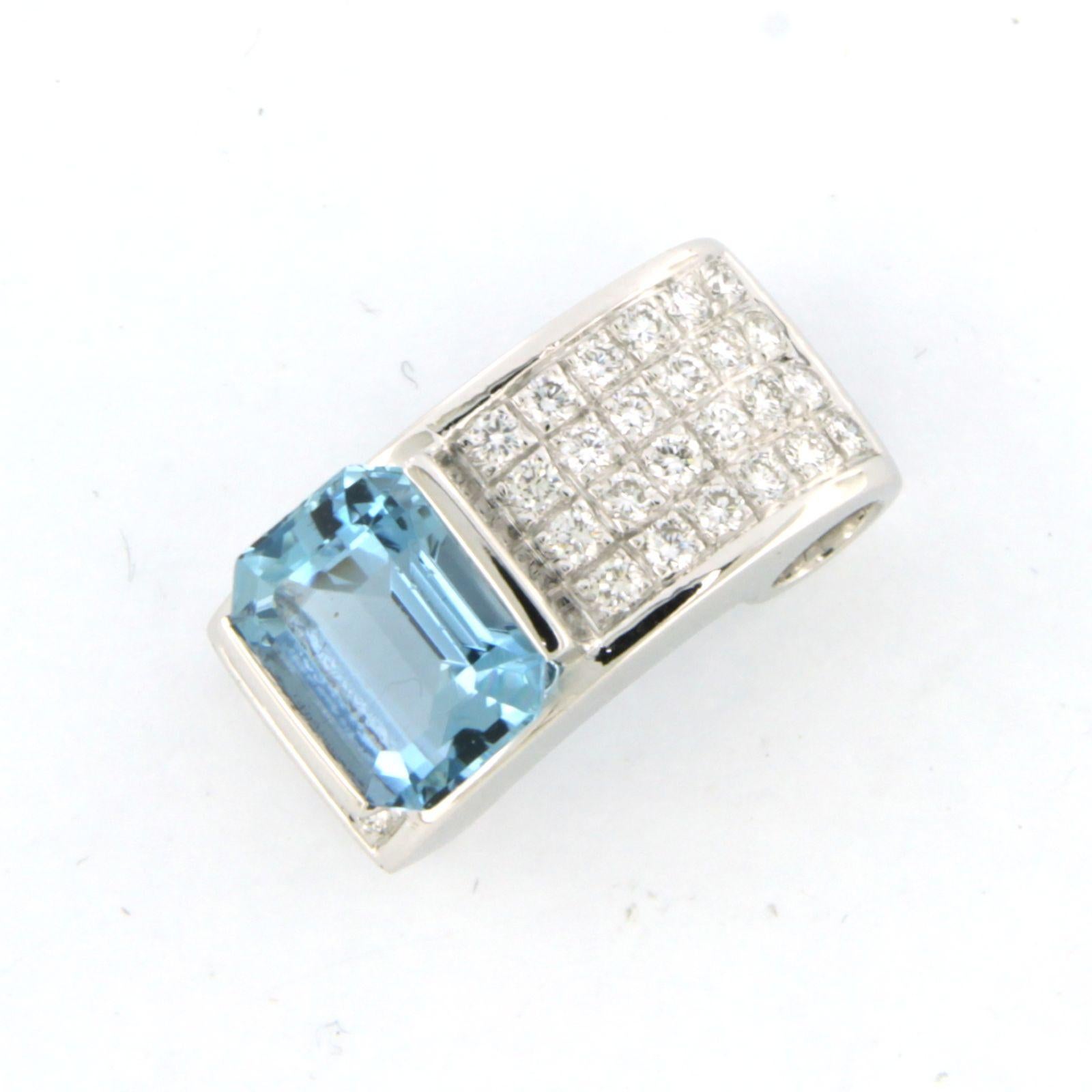 Modern GUBELIN - Pendant set with blue topaz and diamonds 18k white gold For Sale