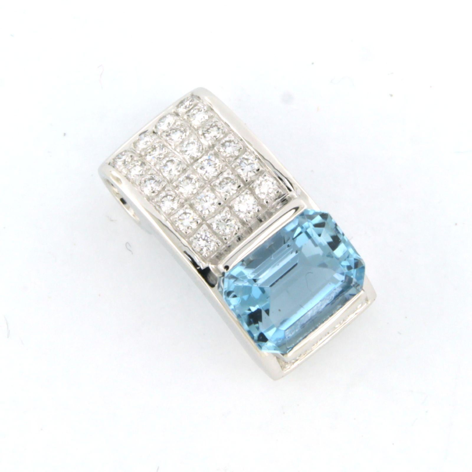 GUBELIN - Pendant set with blue topaz and diamonds 18k white gold For Sale 3