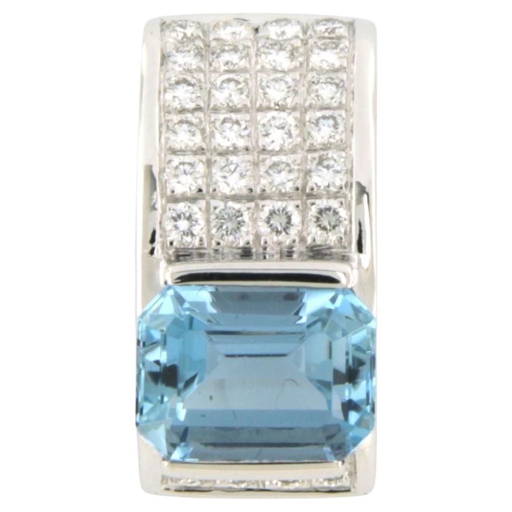 GUBELIN - Pendant set with blue topaz and diamonds 18k white gold For Sale