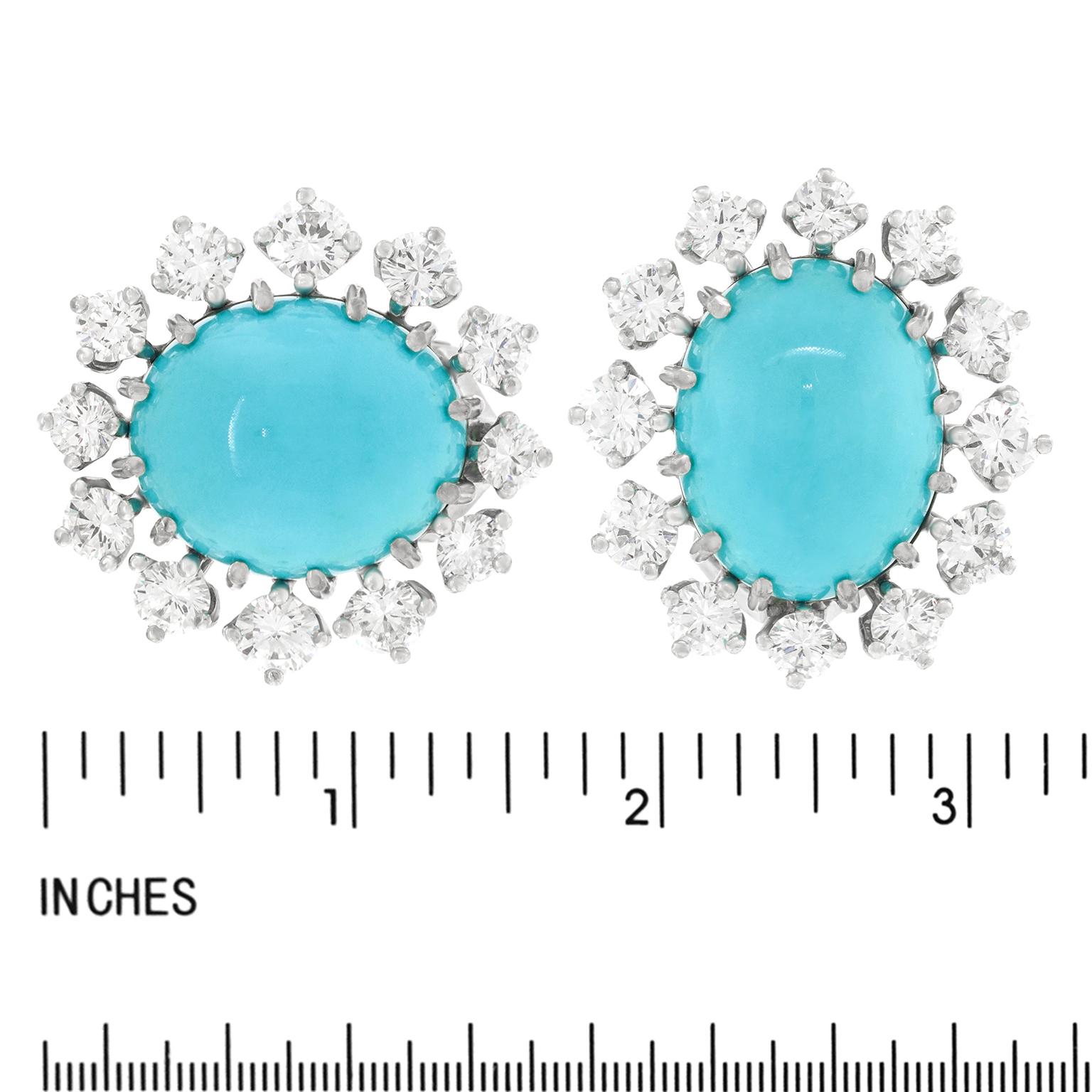 Gubelin Persian Turquoise & Diamond Earrings 1