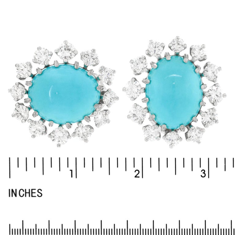 Gubelin Persian Turquoise & Diamond Earrings For Sale 1