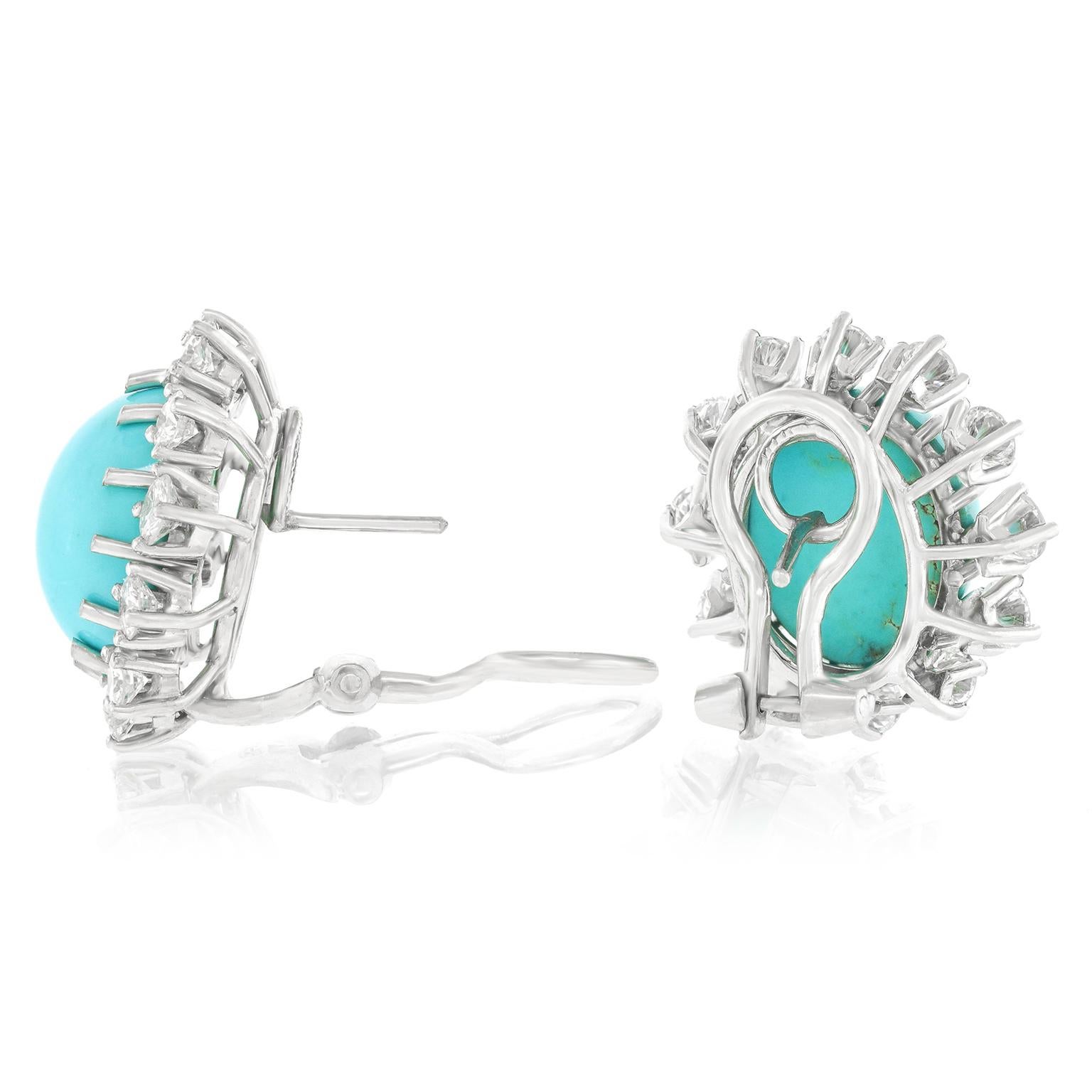 Gubelin Persian Turquoise & Diamond Earrings 2