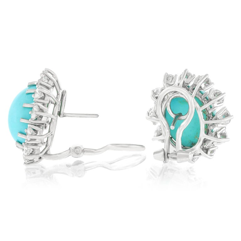 Gubelin Persian Turquoise & Diamond Earrings For Sale 2