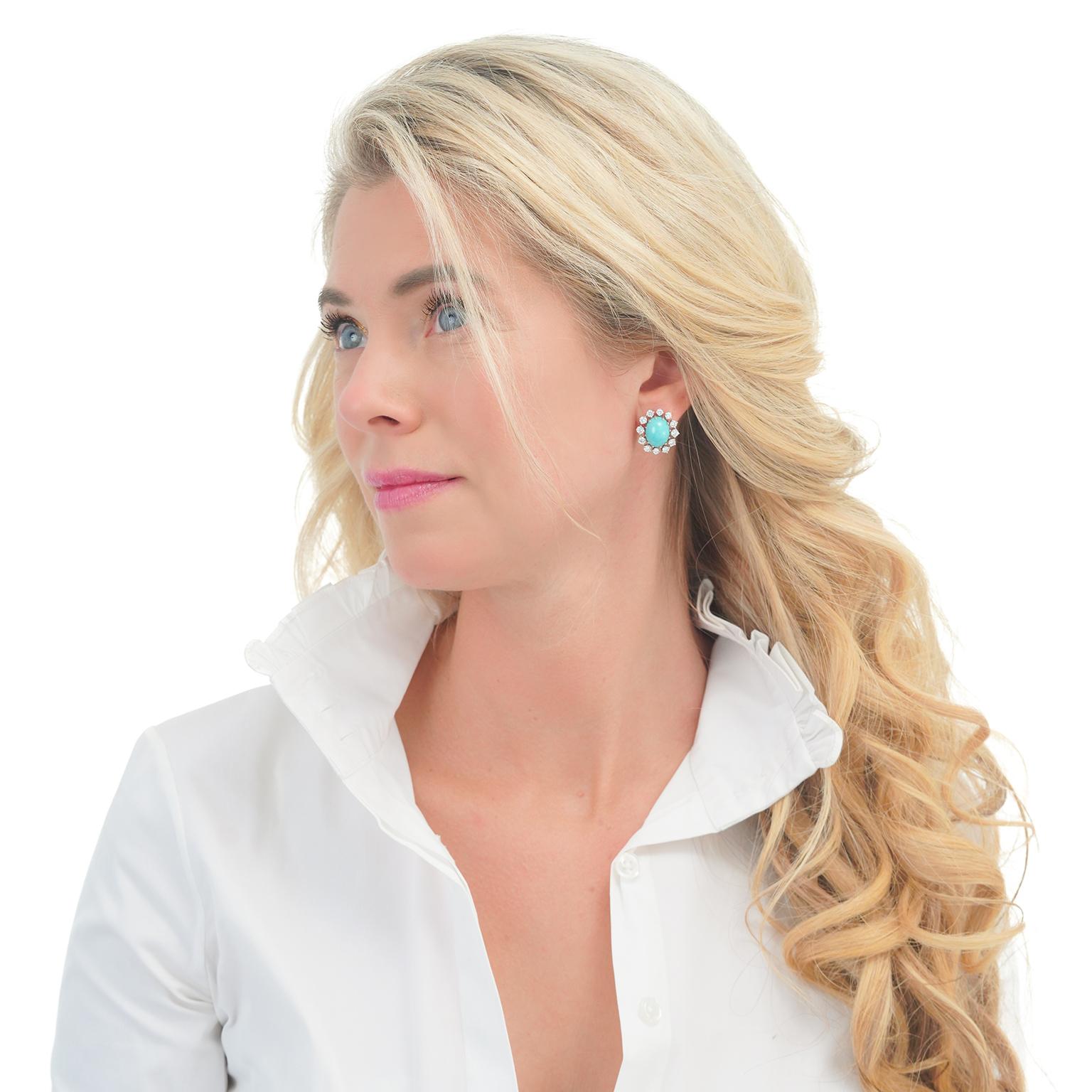 Gubelin Persian Turquoise & Diamond Earrings 3
