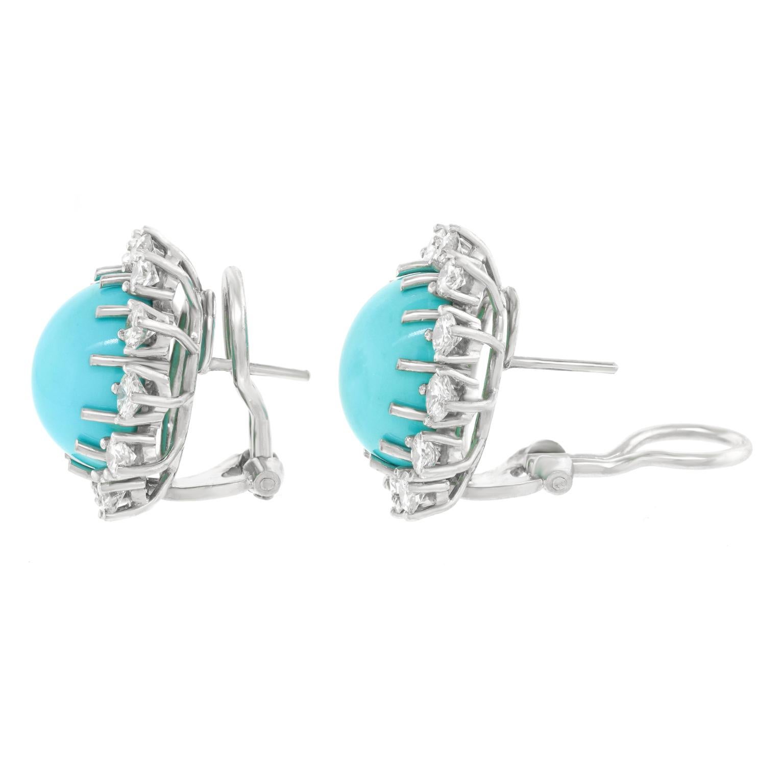 Gubelin Persian Turquoise & Diamond Earrings 4