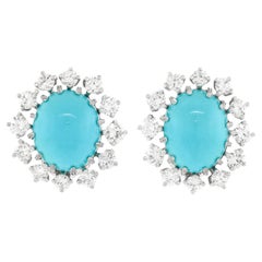 Boucles d'oreilles Gubelin en turquoise persane et diamants