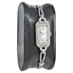 Gubelin Platinum and Diamond Art Deco Manual Winding Dress Watch, circa 1930s