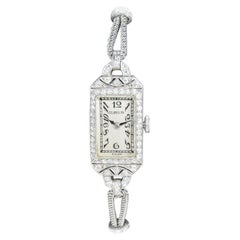 Used Gubelin Platinum and Diamond Art Deco Manual Winding Dress Watch, circa 1930s