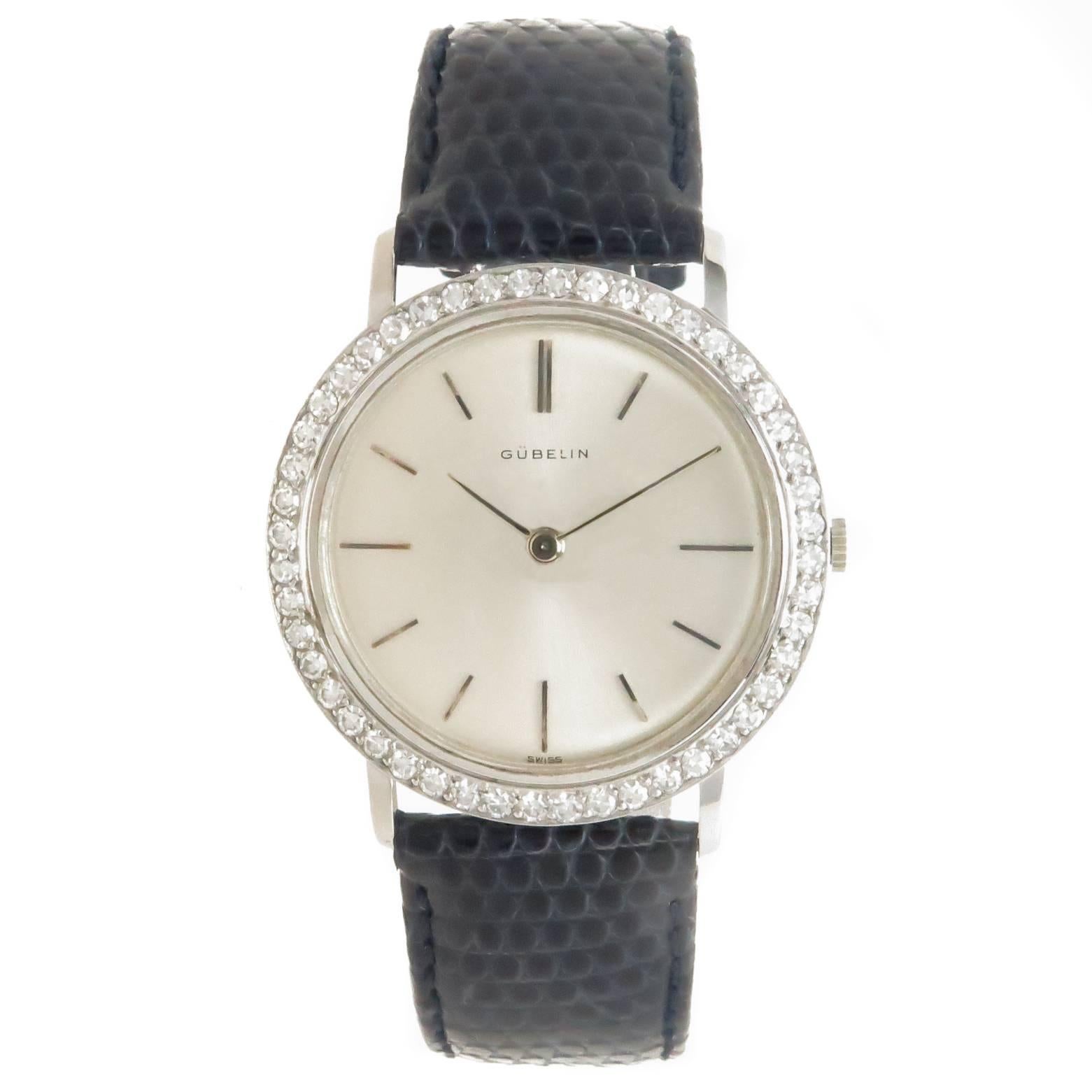 Gubelin Platinum Diamond Mechanical Dress Wristwatch, Circa 1960 