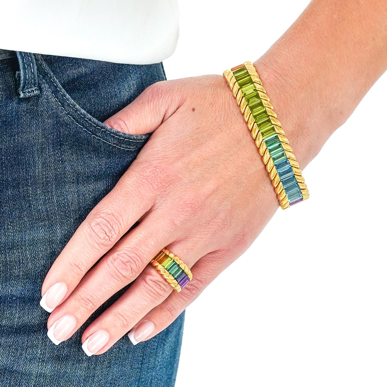 Gubelin Rainbow Bracelet In Excellent Condition For Sale In Litchfield, CT