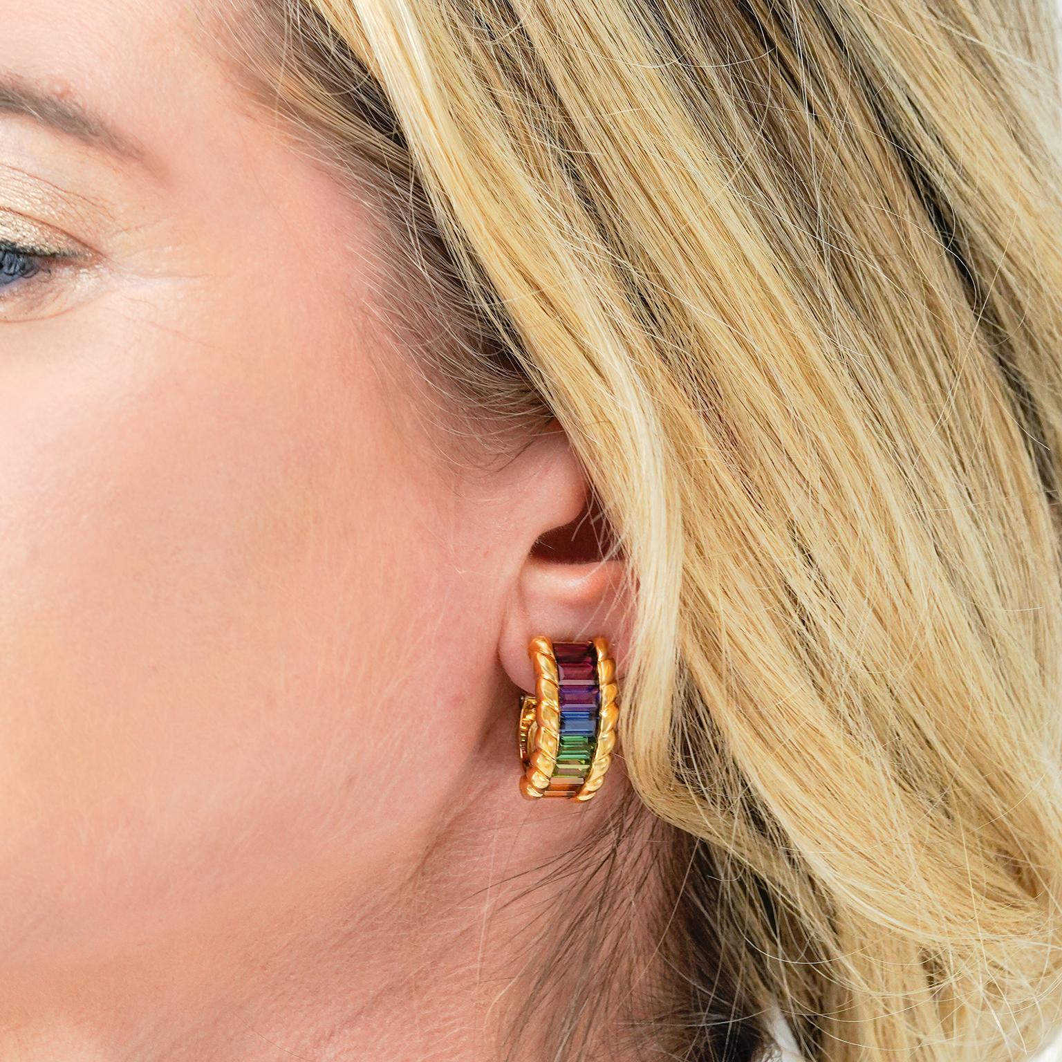 Gubelin Rainbow Earrings In Excellent Condition For Sale In Litchfield, CT