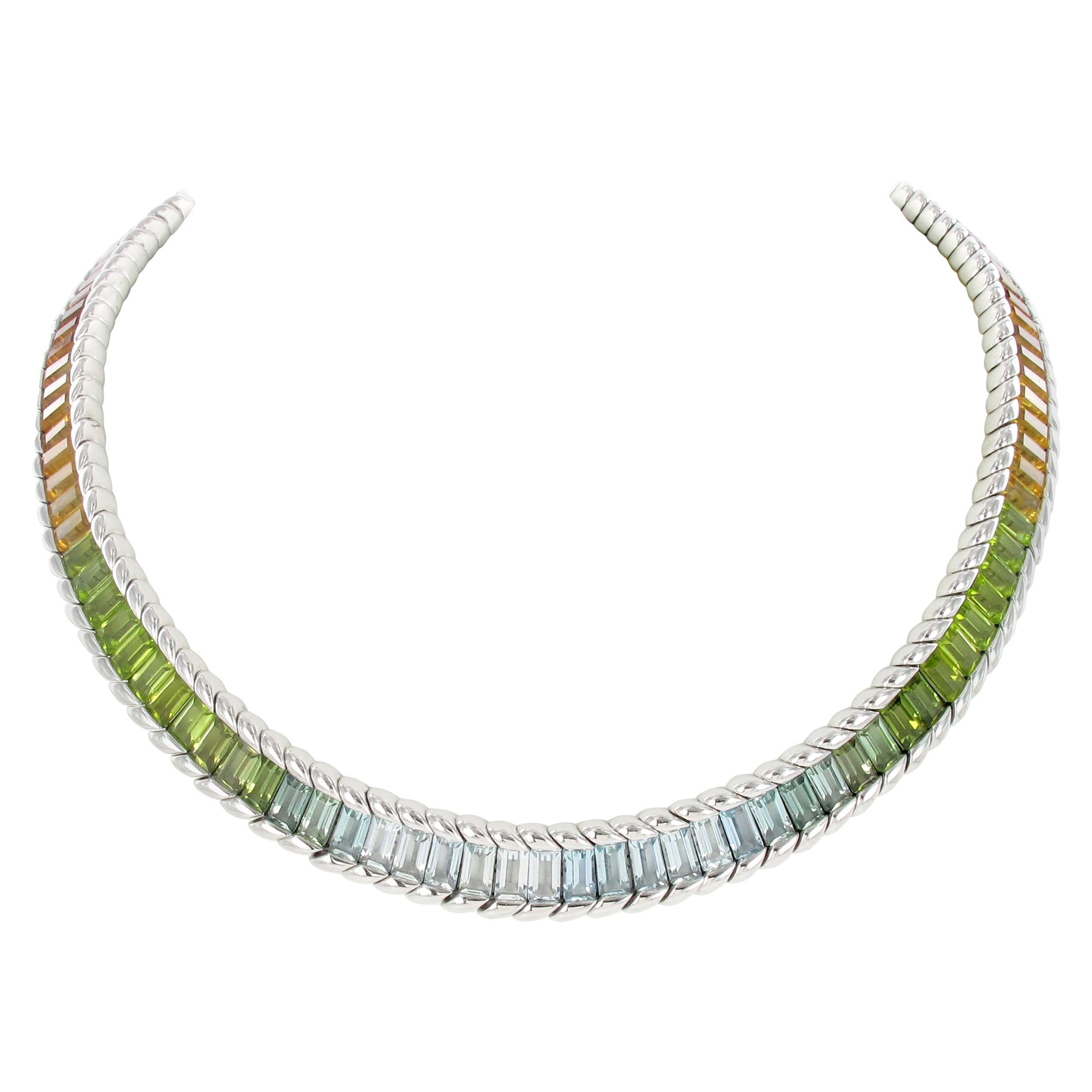 Gubelin Rainbow Necklace in White Gold 18 Karat