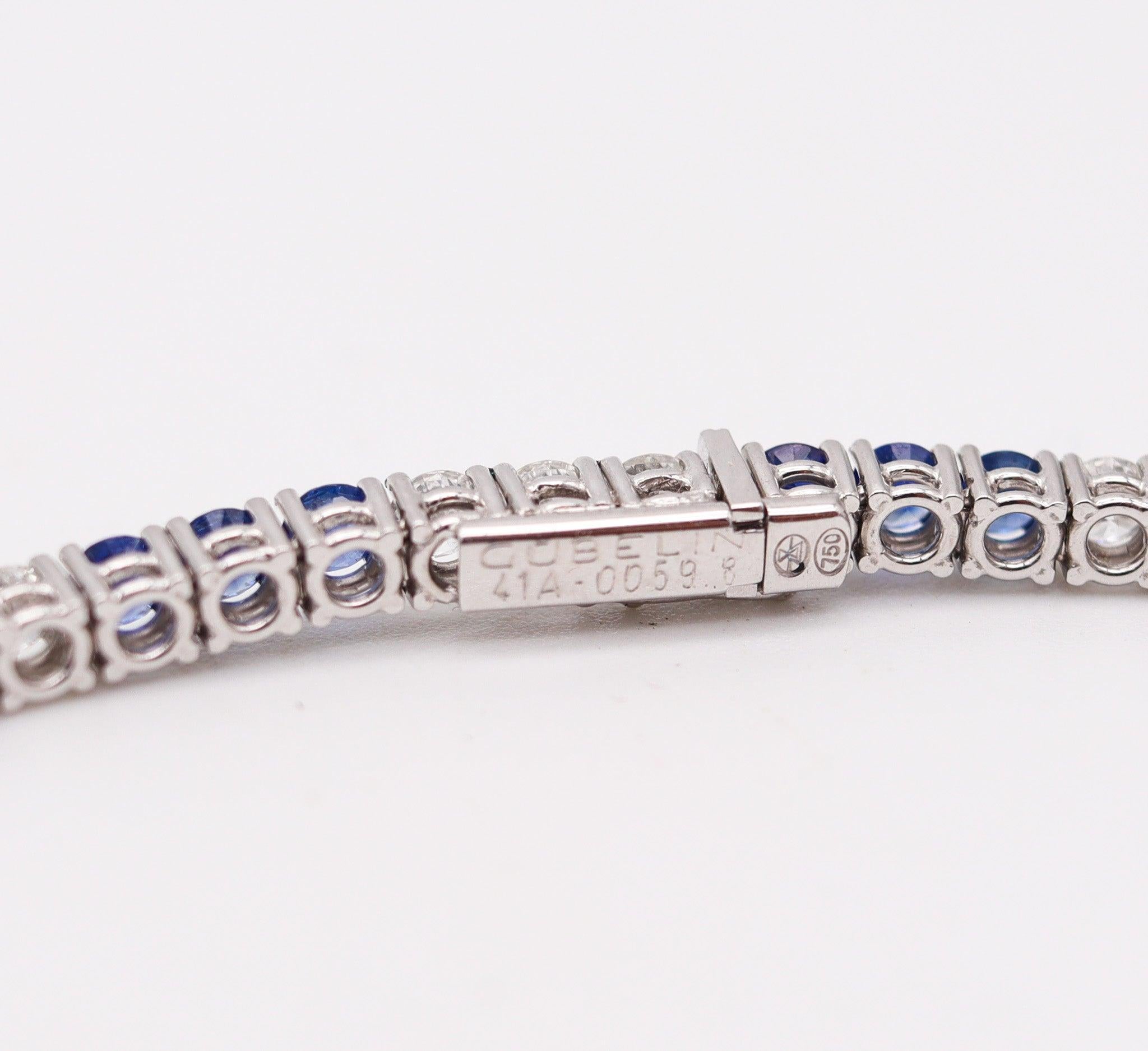 GÜBELIN Riviera Bracelet In 18Kt White Gold With 7.35 Ctw Diamonds & Sapphires (Brillantschliff) im Angebot