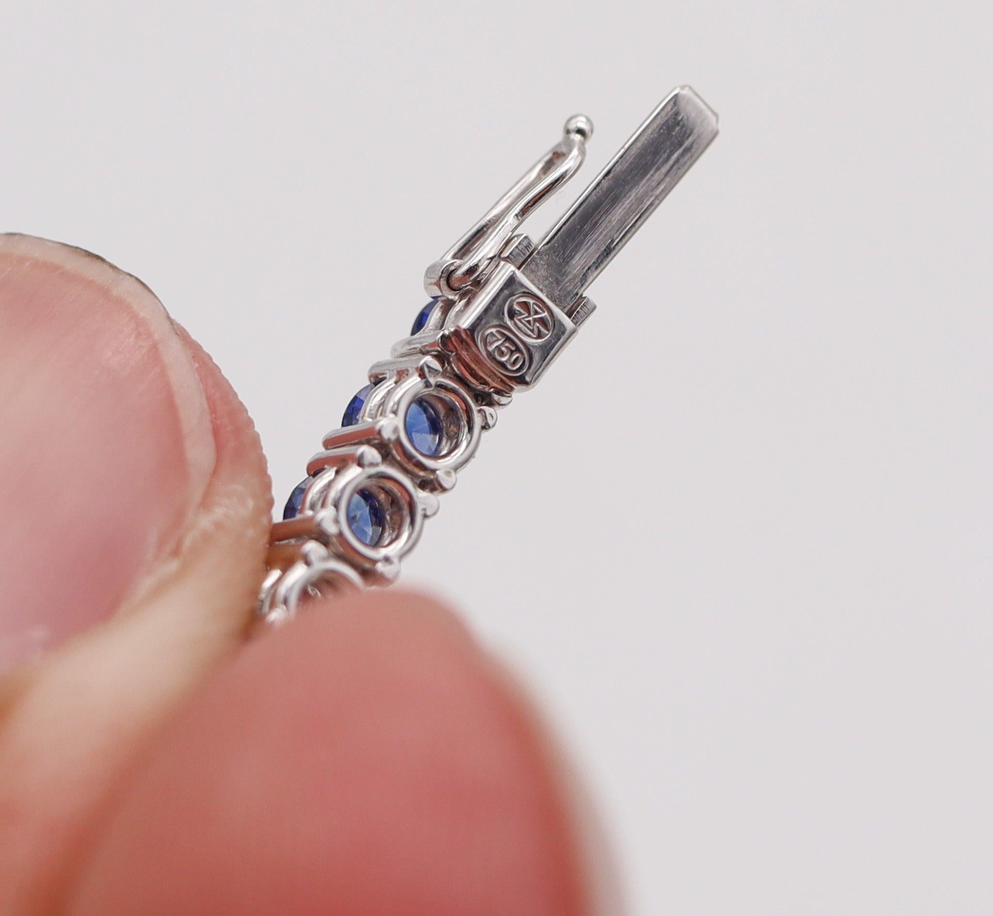 GÜBELIN Riviera Bracelet In 18Kt White Gold With 7.35 Ctw Diamonds & Sapphires Damen im Angebot