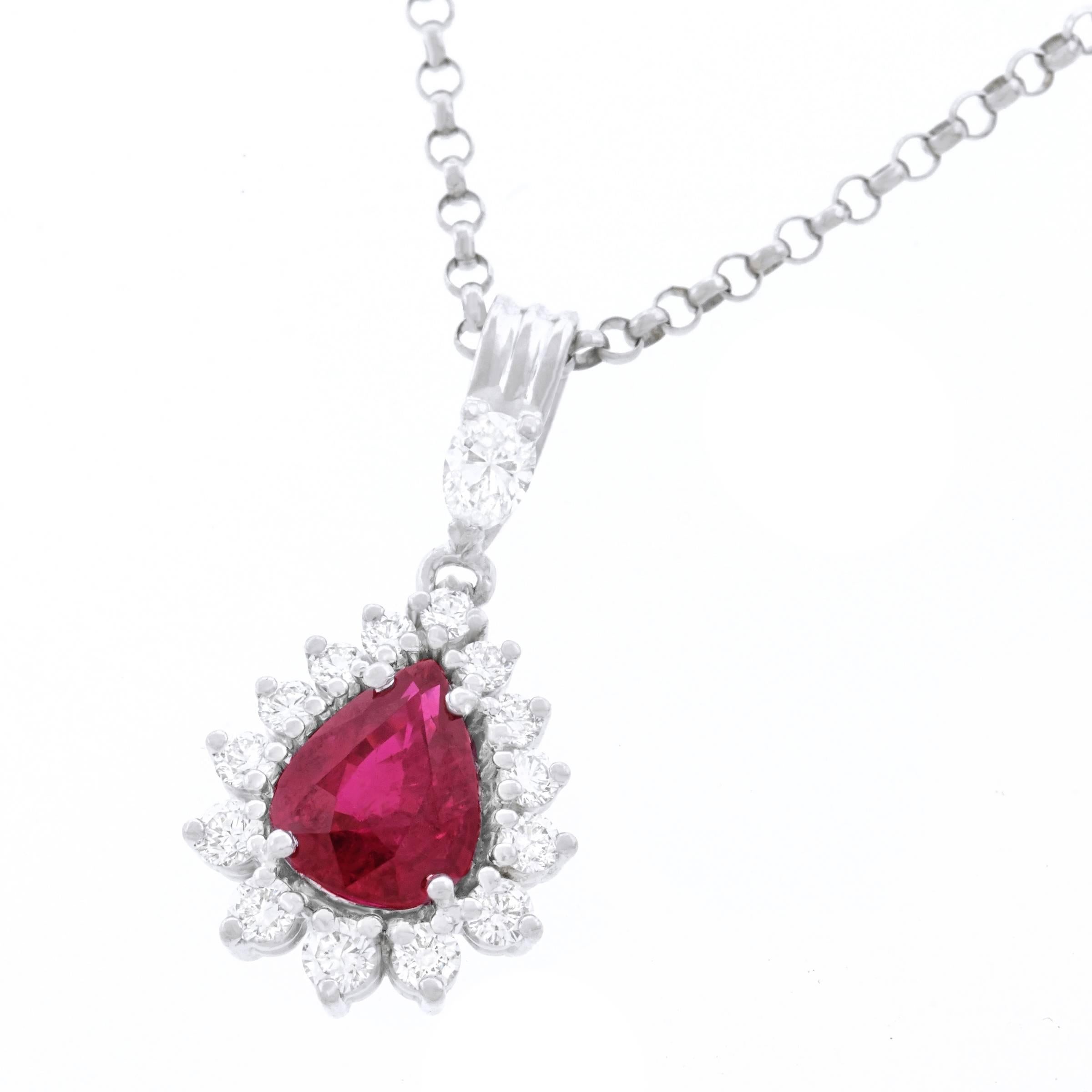 Gubelin Ruby & Diamond Set Gold Pendant In Excellent Condition In Litchfield, CT
