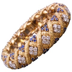 Gubelin Sapphire and Diamond 18 Carat Gold Bracelet